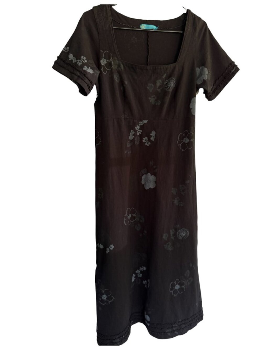 Fresh Produce Black Floral Bombay Bloom Whimsigoth Boho Cottage Core Dress Small
